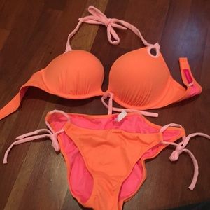 NWOT Orange and Pink Victorias Secret Bathing Suit